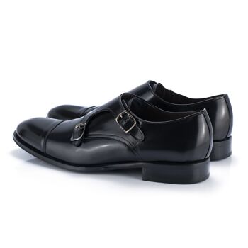 Chaussure à boucle en cuir noir avec surpiqûres (ANDOMO-NEGRO) 2