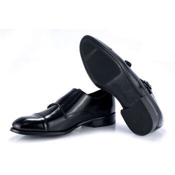 Chaussure à boucle en cuir noir avec surpiqûres (ANDOMO-NEGRO) 3