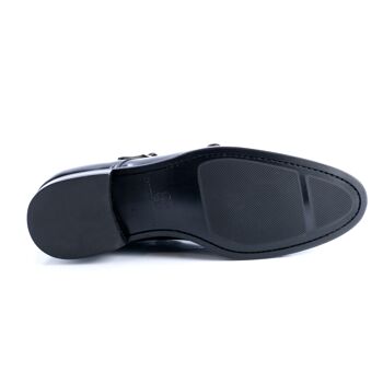 Chaussure à boucle en cuir noir avec surpiqûres (ANDOMO-NEGRO) 5