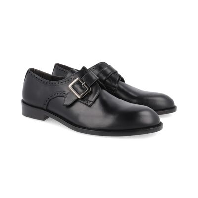 Schuh mit schwarzer handgefertigter Lederschnalle (BORNO-NEGRO)