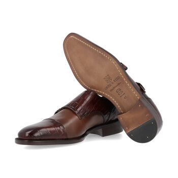 Chaussure à boucle en cuir avec peau de coco couleur castagna (COFRAN-CASTAGNA) 3