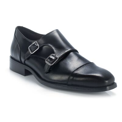 Schuh mit Lederschnalle mit zwei schwarzen Schnallen (CONTELDA-NEGRO)