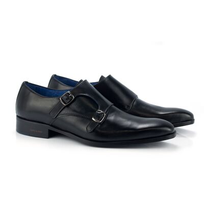 Schuh mit Lederschnalle mit zwei schwarzen Schnallen (CRANTO-NEGRO)