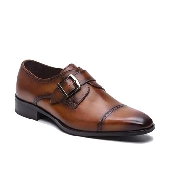Chaussure à boucle en cuir couleur cuir semi-brogado (DAKOTA-CUERO) 1