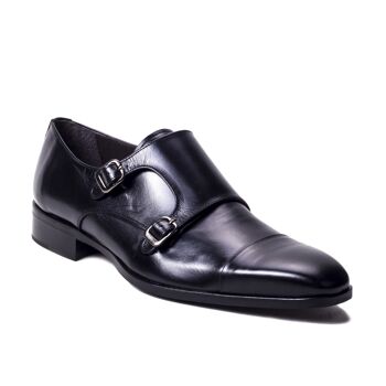 Chaussure avec boucle en cuir avec deux boucles noires (DANTE-NEGRO) 1