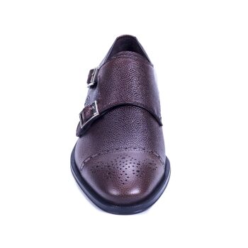 Chaussure en cuir semi-brogued couleur moka avec boucle (TIMONK-MOCA) 2