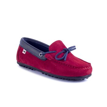 Mocassins garçon en daim avec lacet en cuir rouge (KD-SADON-ROJO) 1