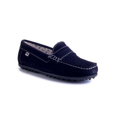 Boy's loafers in suede with blue-france eye mask (KD-SETTECENTO-BLUE-FRANCE)