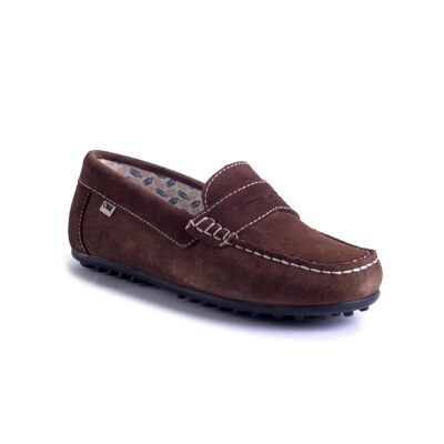 Moccasins for boys in suede with castagna color mask (KD-SETTECENTO-CASTAGNA)