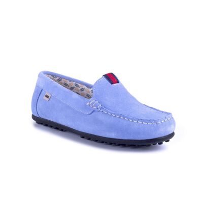 Boy's moccasins in suede with contrasting stitching color a (KD-SIFLAG-AZUL-MEN)