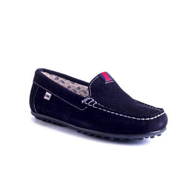 Boy's moccasins in suede with contrast stitching color m (KD-SIFLAG-MARINO-101)