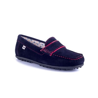 Boy's moccasins in suede with contrasting stitching color a (KD-SITMAN-AZUL-300)