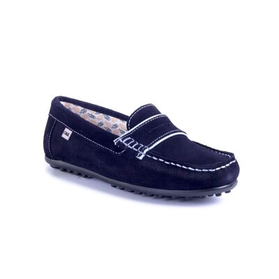 Boy's moccasins in suede with contrasting stitching color a (KD-SITMAN-AZUL-C)