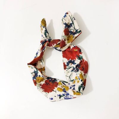 Floral Cotton Wire Headband, Wide Headband