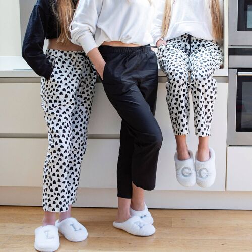 Black Cotton Poplin Pyjama Bottoms, Pajama Pants