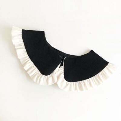 Cuello desmontable de pana en blanco y negro, cuello extragrande