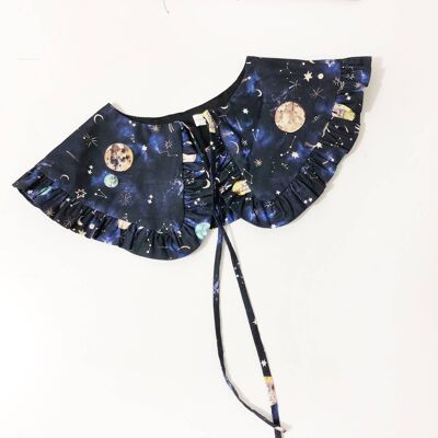 Cuello desmontable de algodón con estampado de galaxia, cuello extragrande