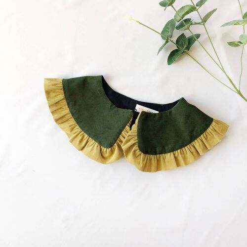 Green&Mustard Corduroy Detachable Collar, Oversized Collar