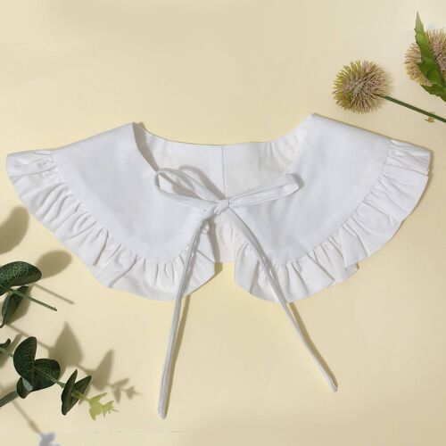 Kids White Cotton Removable Frill collar