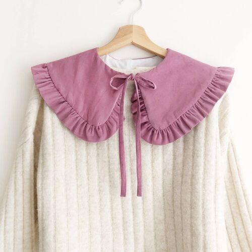 Lilac Corduroy Detachable Collar, Oversize Collar