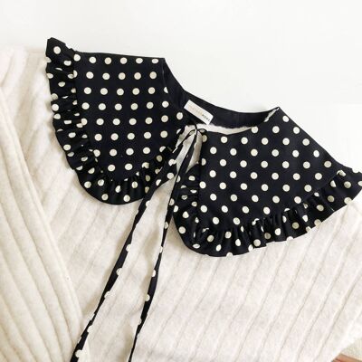 Polkadot Cotton Detachable Collar, Oversize Collar