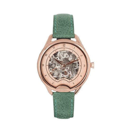 Montre automatique femme ODYSSEY ROSEGOLD émeraude (cuir)