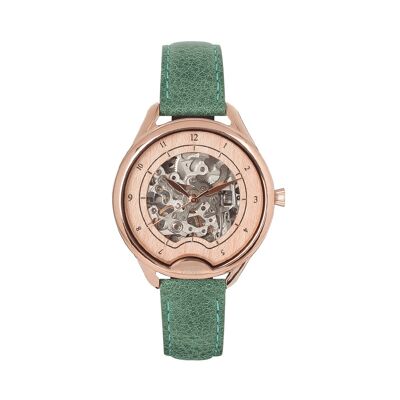 ODYSSEY ROSEGOLD emerald women's automatic watch (leather)