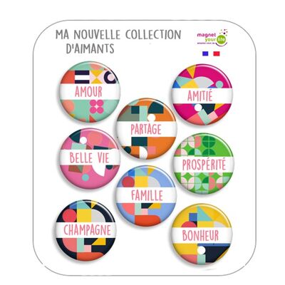 Nouvelle année Coffret de 8 magnets "mots positifs"