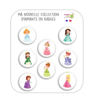 coffret de 8 badges sur le thème " princesse" 1