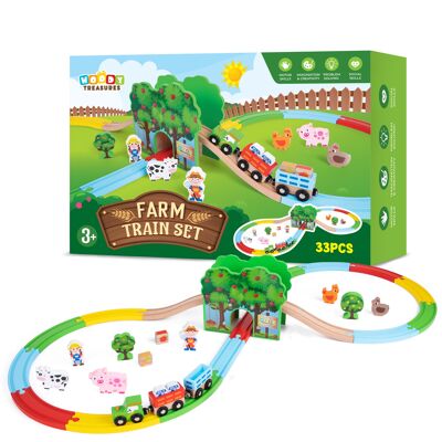 Jouets en bois Train Track - Ensemble de train de ferme