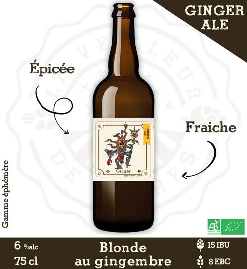 Le Veilleur de Bières bio - Ginger Blonde au Gingembre 6% 75cl