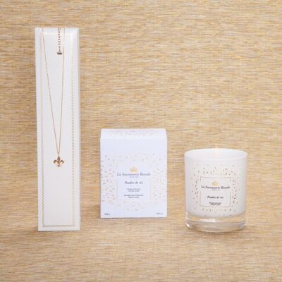 Rice powder scented candle with necklace
