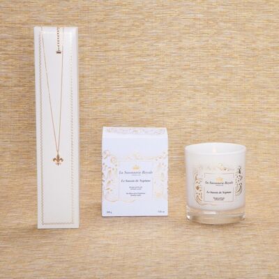 The Basin of Neptune scented candle with Necklace