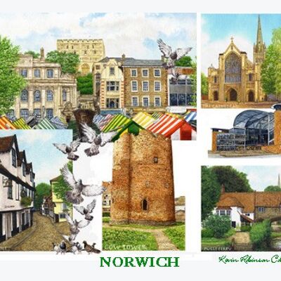 Untersetzer Norwich Multi-Bild. Norfolk.