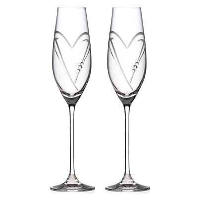Hearts champagne flutes - 2 glasses