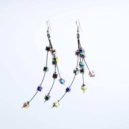 Diana Crystal Earrings - Peacock