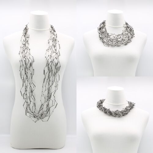 10 Strand Crystal Tubes Necklace - Smoky