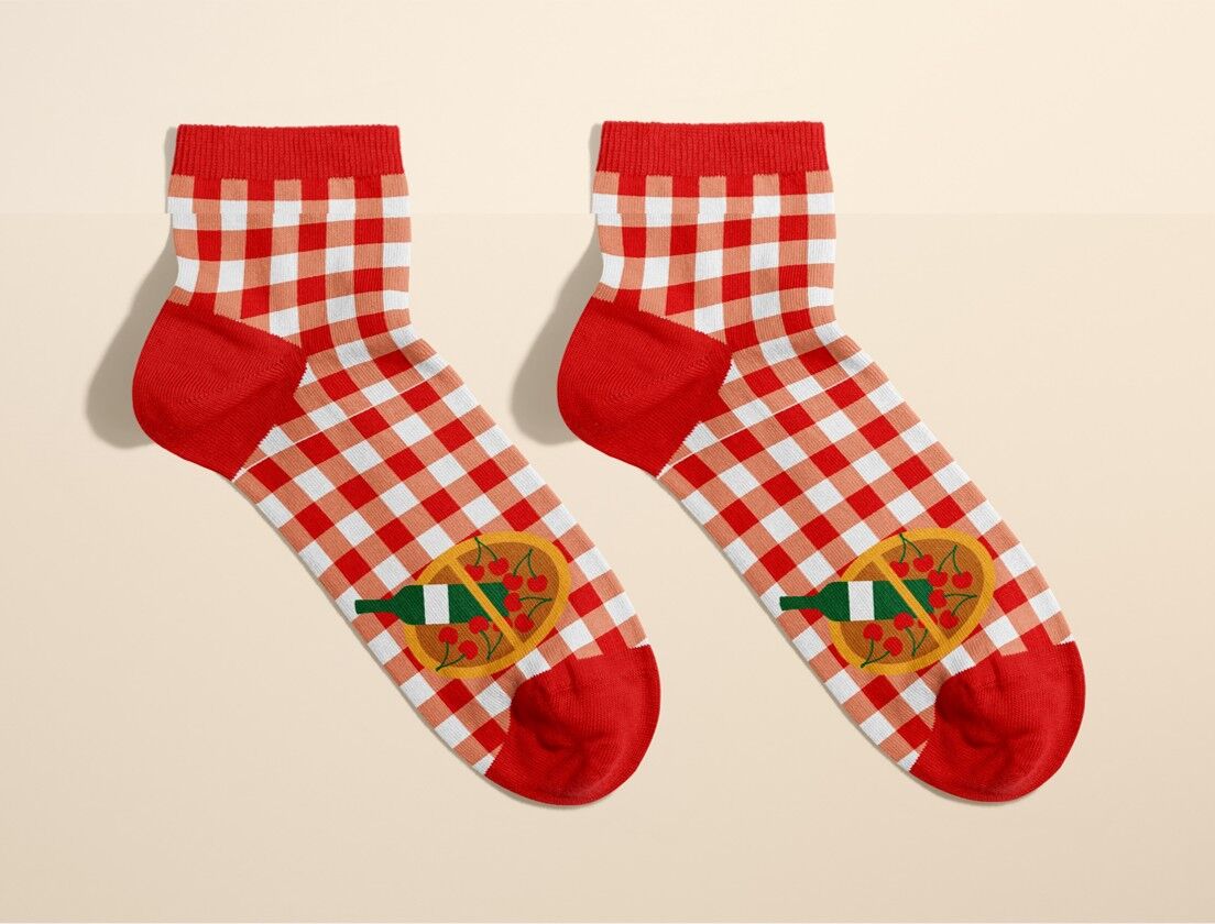 Socquettes Pique-Nique Douille - vichy rouge 36/40