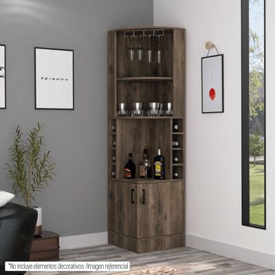 Armoire de bar à vin d'angle Andorre 180,6 cm H x 46,9 cm l x 46,9 cm p.