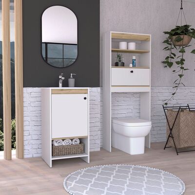 Malaga Set, Floor Unit / Sink + Shelf Over Toilet