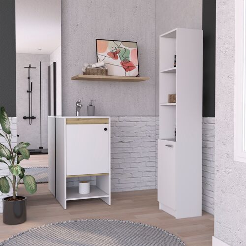 Conjunto Malaga, Mueble De Pie Con Lavamanos + Columna De Baño