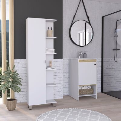 Malaga Set, stehende Badezimmermöbel mit Waschbecken + Säule