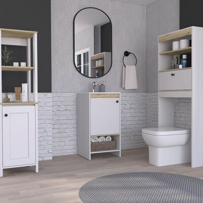 Malaga Set, Column 1 P + Sink + Shelf Over Toilet