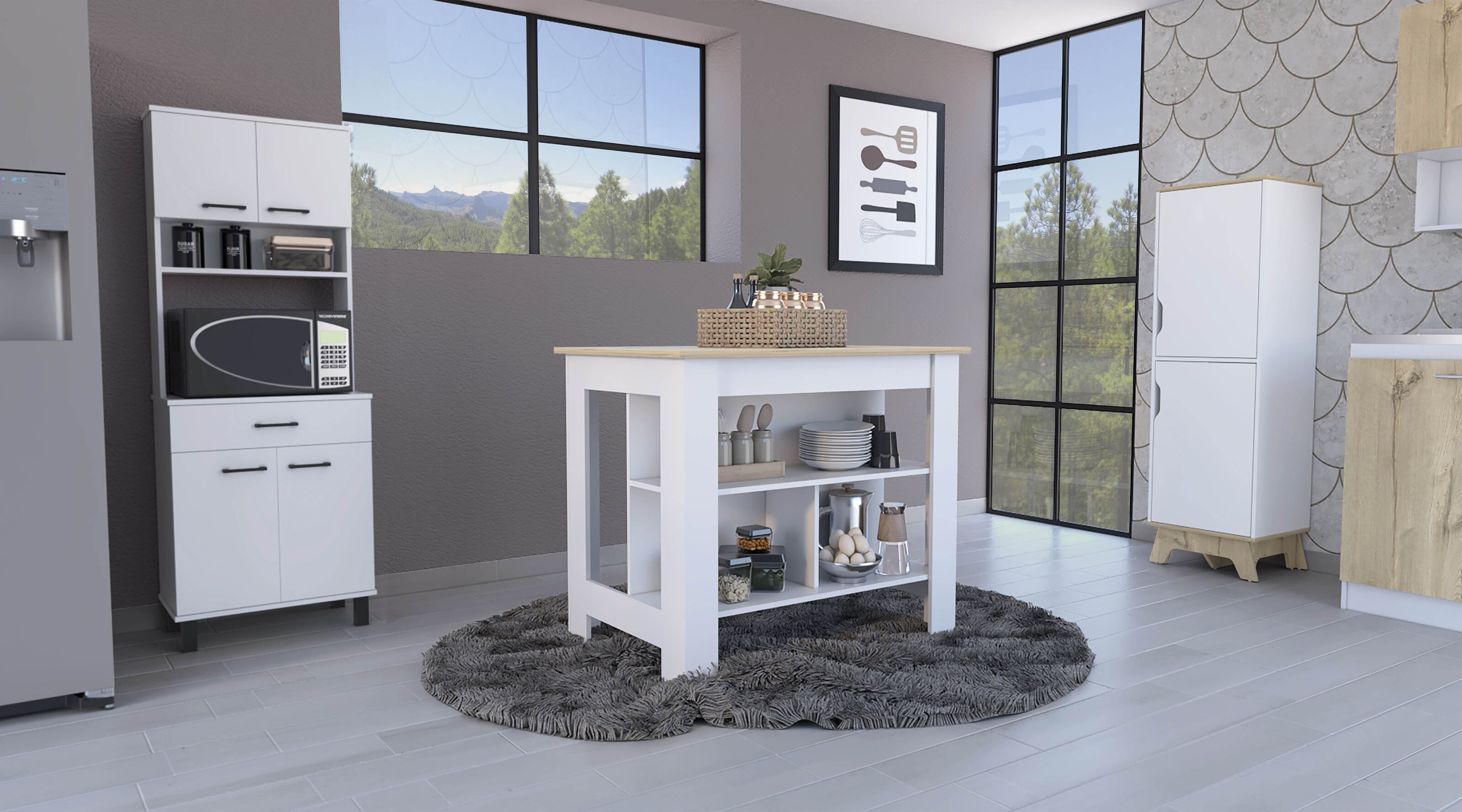 Conjunto de mueble auxiliar para microondas y mueble auxiliar cocina alto  Linea Z Cocina TuHome