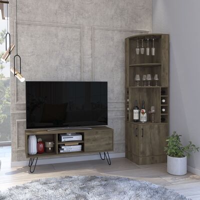 Andorra Set, TV-Schrank + Eckflaschenregal Barschrank