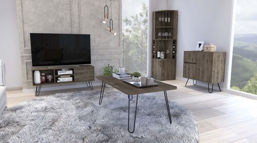 Conjunto Andorra, Mueble Tv + Mesa De Centro + Aparador Salon + Bar.