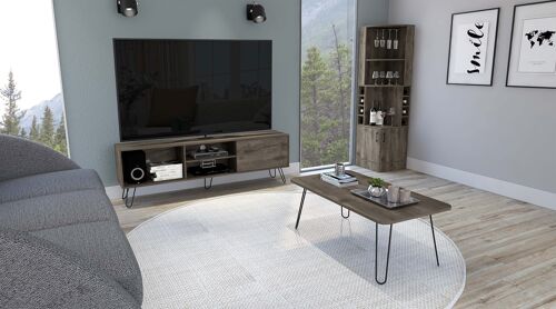 Conjunto Andorra, Mueble Tv + Mesa De Centro + Bar Botellero