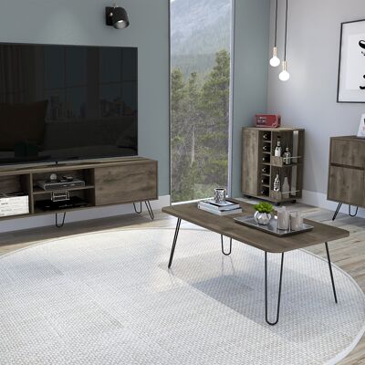 Andorra Set, Tv Cabinet + Coffee Table + Sideboard + Bar
