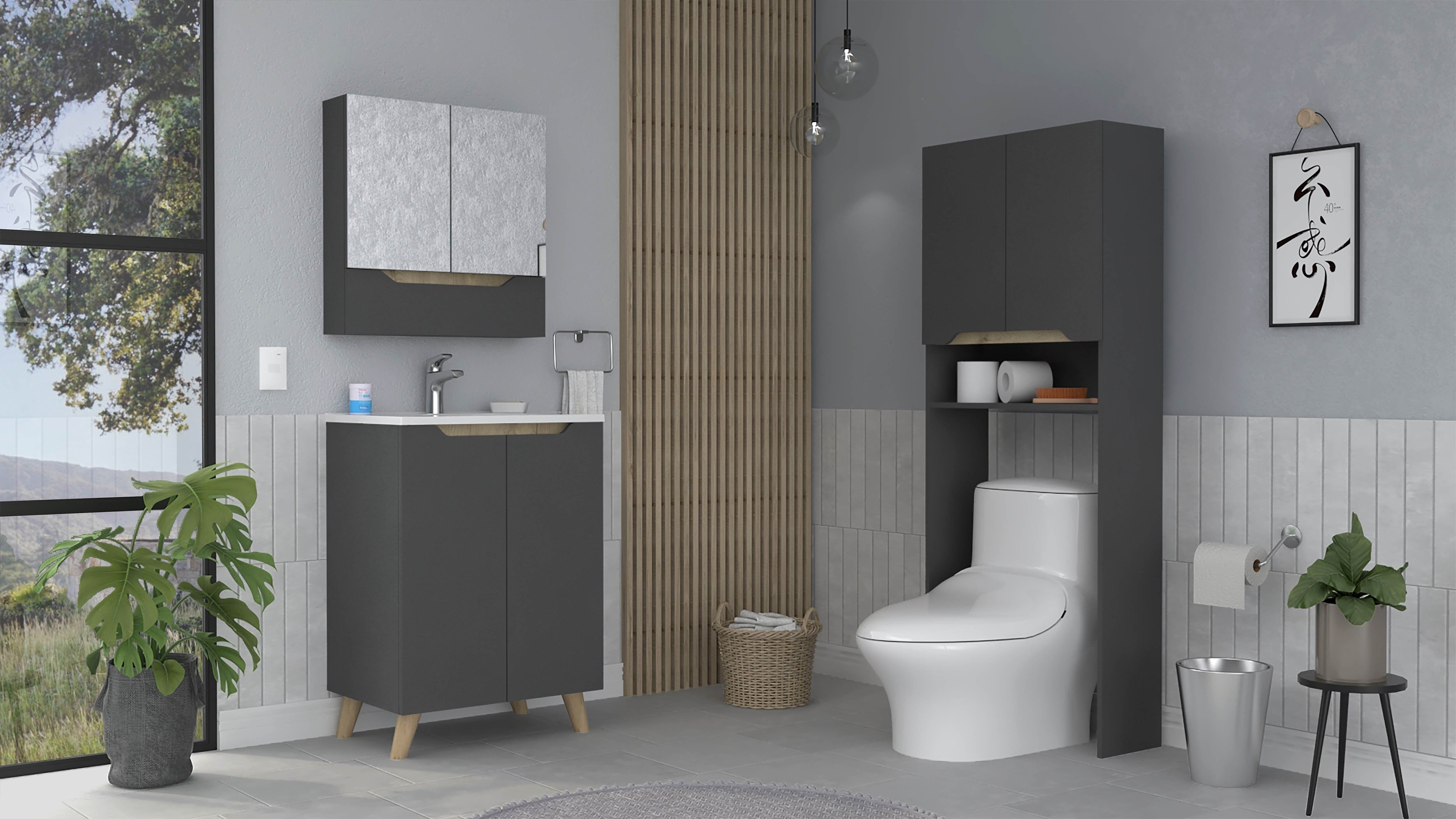 Conjunto Laurent, Armario/Pared + Lavamanos + Estanteria/Inodoro