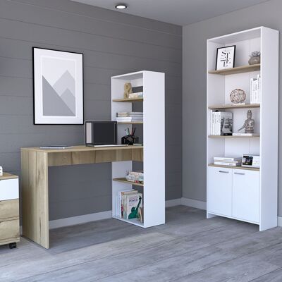 Z Office Set, Z 120 Shelf Desk + Vilna Filing Cabinet Drawer + Z 63 Shelf Bookcase